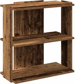 vidaXL 3 szintes antik fa szerelt fa könyvespolc 60 x 30 x 60 cm