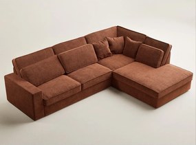 Rézszínű zsenília sarokkanapé (jobb oldali-L alakú) Kirou – Maison de Rêve