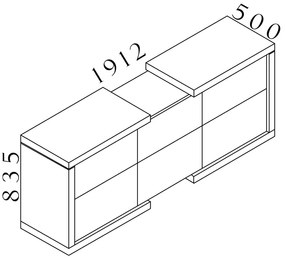 Lineart alacsony szekrény 191,2 x 50 x 83,5 cm, bodza sötét / fehér