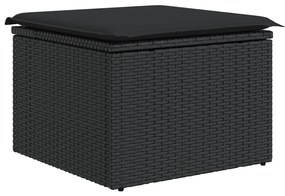 6 darabos kerti kanapé szett párnákkal fekete poly rattan