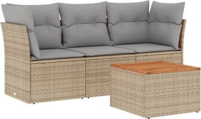 vidaXL 4 részes bézs polyrattan kerti ülőgarnitúra párnákkal