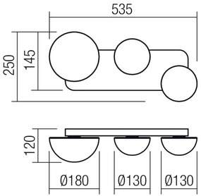Redo 01-4330 - LED fali lámpa LUMIEN 3xLED/18W/230V 2700/3000K fekete