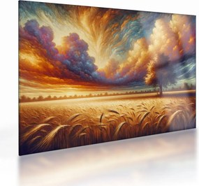 Üveg kép – Fa a mezőn (70x50 cm)