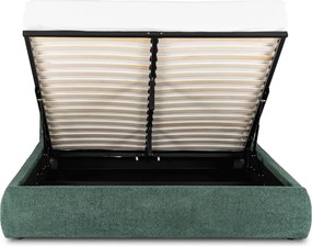 Ágy 160x200 cm méretben, ágyneműtartóval, zöld színben, bouclé kárpittal BRISTOL