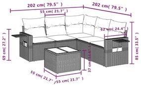 6 részes barna polyrattan kerti ülőgarnitúra párnával