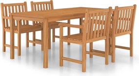 vidaXL 5 részes tömör tíkfa kerti étkezőgarnitúra 180 x 90 cm
