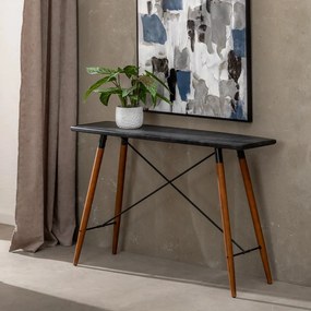 Fekete fém konzolasztal 38x120 cm Oslo – Ixia