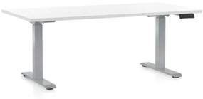 OfficeTech D állítható magasságú asztal, 160 x 80 cm, szürke alap, fehér