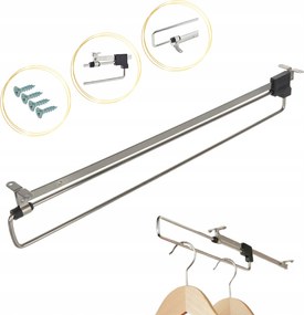 Kihúzható ruhaakasztó sín ruhaakasztókhoz, 450 mm csavarok