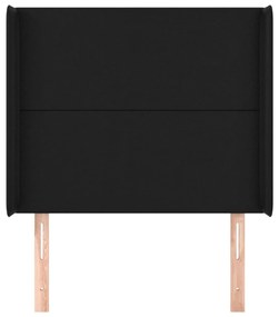 fekete műbőr fejtámla szárnyakkal 83x16x118/128 cm