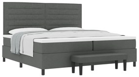 Box Spring Ágy Matracot és Padot Sötétszürke 200x200 cm Szövet