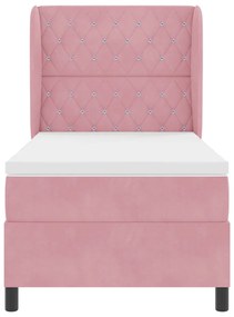 Boxspring Ágy Matraccal Rózsaszín 90x190 cm Bársony