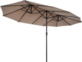 Outsunny Dupla Naptető 455 x 265 cm, UV Védelemmel Ellátott Napernyő Kézi Forgatóval, Szélálló Napernyő a Tengerpartra, Erkélyre és Kertbe, Világos Ká