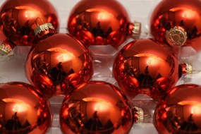 Karácsonyfa gömbök 8 db 7cm , piros , üveg , made in Usa