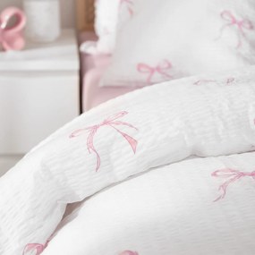 Goldea krepp ágyneműhuzat - rózsaszín masnik 140 x 200 és 70 x 90 cm