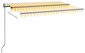 sárga-fehér szélérzékelős és LED-es napellenző 450 x 350 cm