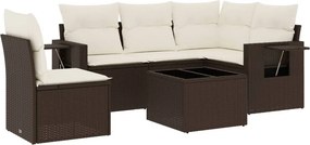 vidaXL 6 részes barna polyrattan kerti ülőgarnitúra párnával