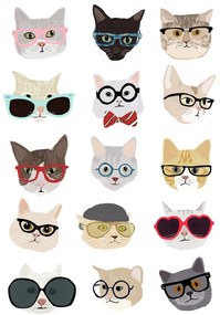 Illusztráció Cats With Glasses, Hanna Melin