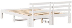 Fehér Fa Ágykeret Fehér Fa 150 x 200 cm Tartós Fehér Ágykeret