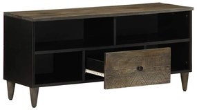 fekete tömör mangófa TV-szekrény 100 x 33 x 46 cm
