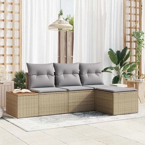 vidaXL Kerti Kanapé Szett 4 pcs Beige és Világosszürke Poly Rattan