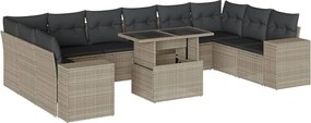 vidaXL 11 részes világosszürke polyrattan kerti ülőgarnitúra párnákkal