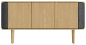 Antracitszürke-natúr színű alacsony komód tölgyfa dekorral 150x75 cm Treasures – UMAGE