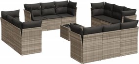 vidaXL 13 részes világosszürke polyrattan kerti ülőgarnitúra párnákkal