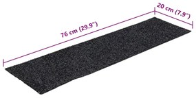 öntapadós lépcsőszőnyegek 15 db 76 x 20 cm szürke téglalap alakú