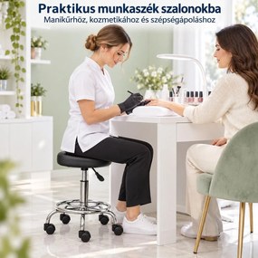 VASHOME gurulós kozmetikai szék, állítható magasság 46–61 cm, 5 görgővel, fekete