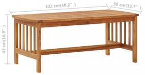 tömör akácfa dohányzóasztal 102 x 50 x 43 cm