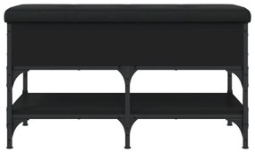 fekete szerelt fa cipőtároló pad 82 x 42 x 45 cm
