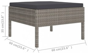 vidaXL 7 részes szürke polyrattan kerti ülőgarnitúra párnákkal