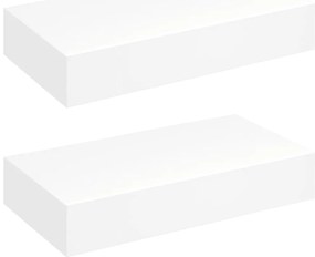 vidaXL 2 db fehér lebegő fali polc fiókkal 48 cm