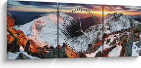 Kép - Téli hegyi panoráma (órával) (90x30 cm)