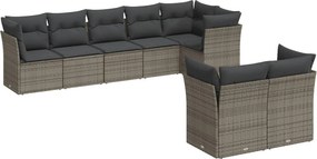vidaXL 8 részes szürke polyrattan kerti ülőgarnitúra párnákkal
