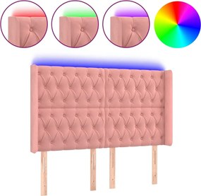 vidaXL rózsaszín bársony LED-es fejtámla 147x16x118/128 cm