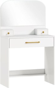 HOMCOM Fésülködőasztal tükörrel, kompakt fésülködőasztal 3 fiókkal, 80 x 40 x 135 cm, fehér