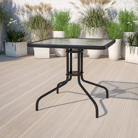 Kerti asztal, MultiGarden SC-073, fekete, 60 x 60 cm, magasság: 70 cm, edzett üveglap, porszórt acél váz, teherbírás: 60 kg