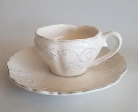 Romantik csipkés kávéscsésze,0,1 l ,natur, kerámia,kézzel festett