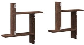 2 db barna tölgyszínű szerelt fa fali polc 50 x 12 x 50 cm