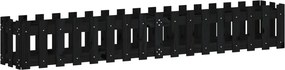 vidaXL fekete tömör fenyőfa kerti magaságyás kerítéssel 200x30x30 cm