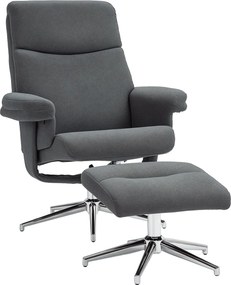 HOMCOM Relaxációs Fotel Ottoman-nal, Kárpitozott TV Fotel Dönthető Funkcióval, Bársonyos Megjelenés, Maximum 150 kg teherbírás, Nappaliba, Hálószobába