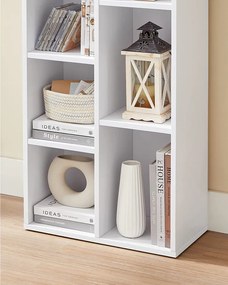 Könyvespolc, tároló 7 nyitott rekesszel, fehér