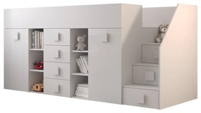 Kombinált gyerekágy 90 cm Toreno 3 (fehér + fényes fehér + fényes fehér fogantyúk) (J). 1083330