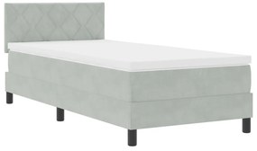 Boxspring Ágy Mattal és LED Fénnyel Világosszürke 90x190 cm Bársony