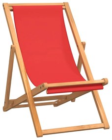Piros összecsukható tömör tíkfa strandszék