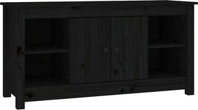 vidaXL fekete tömör fenyőfa TV-szekrény 103 x 36,5 x 52 cm
