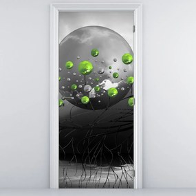 Fotótapéta ajtóra - Zöld absztrakt gömbök (95x205cm)