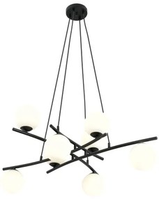 Csillár zsinóron ESSA 8xE14/10W/230V fekete/fehér